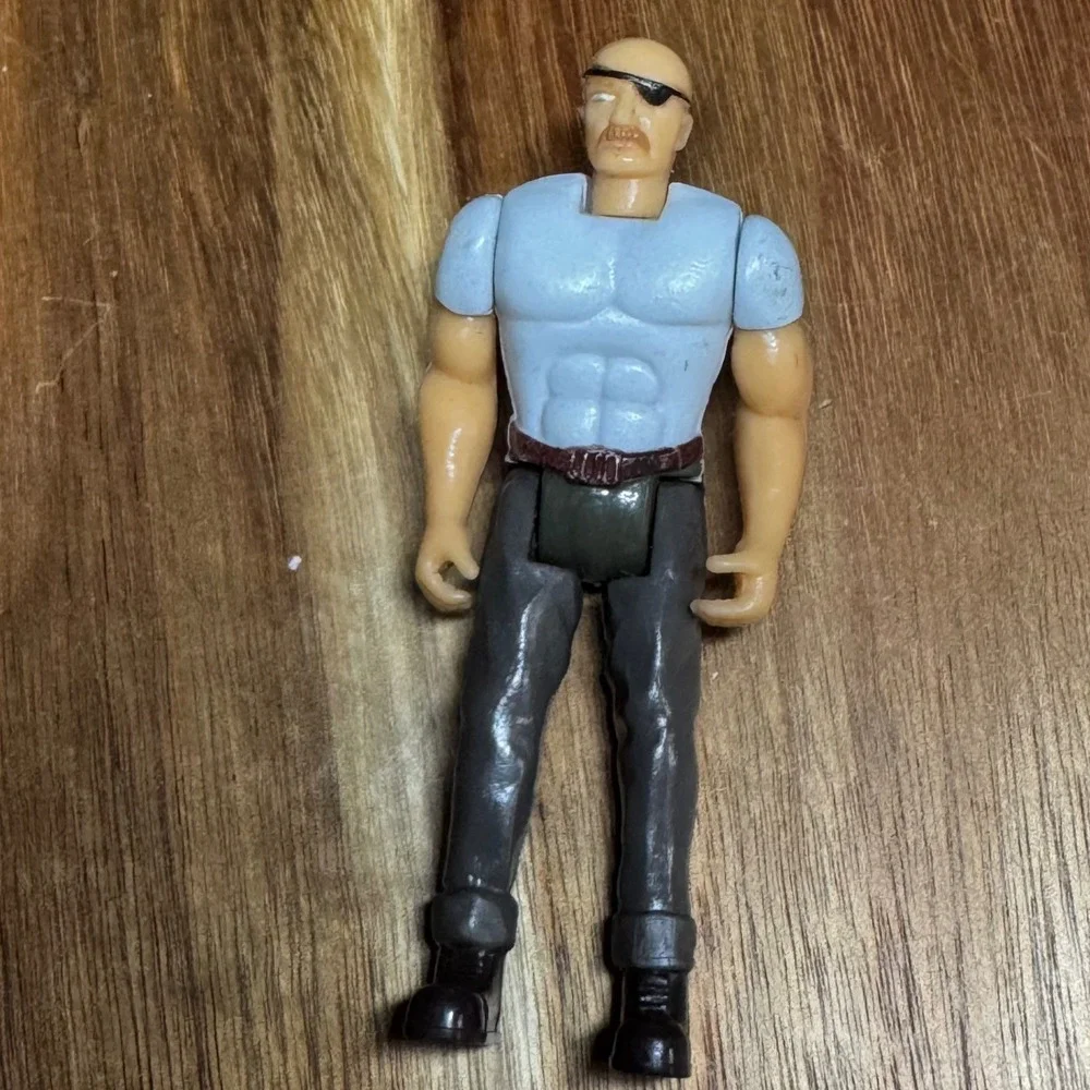Vintage A-Team Galoob 1984 Action Figure Eye Patch Bald Man Mustache Articulated